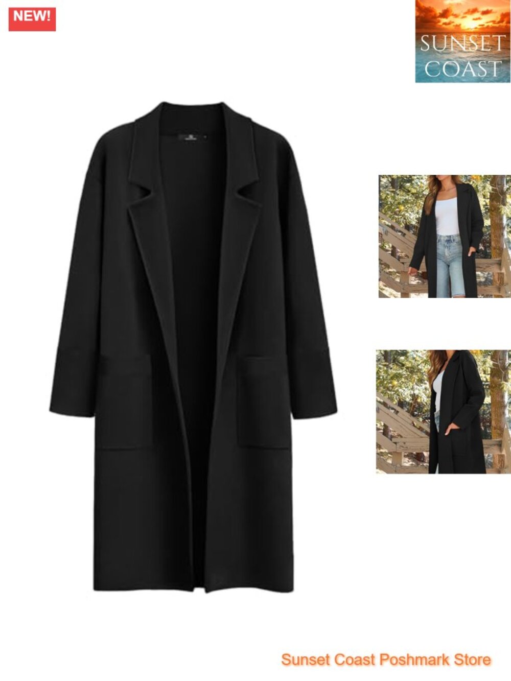 Oversized Long Cardigan Sweater Shawl Collar Trench Coat Fall Winter Layering